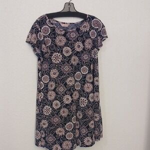 Make Offer!  SJS Navy Dress with Pink Patterns